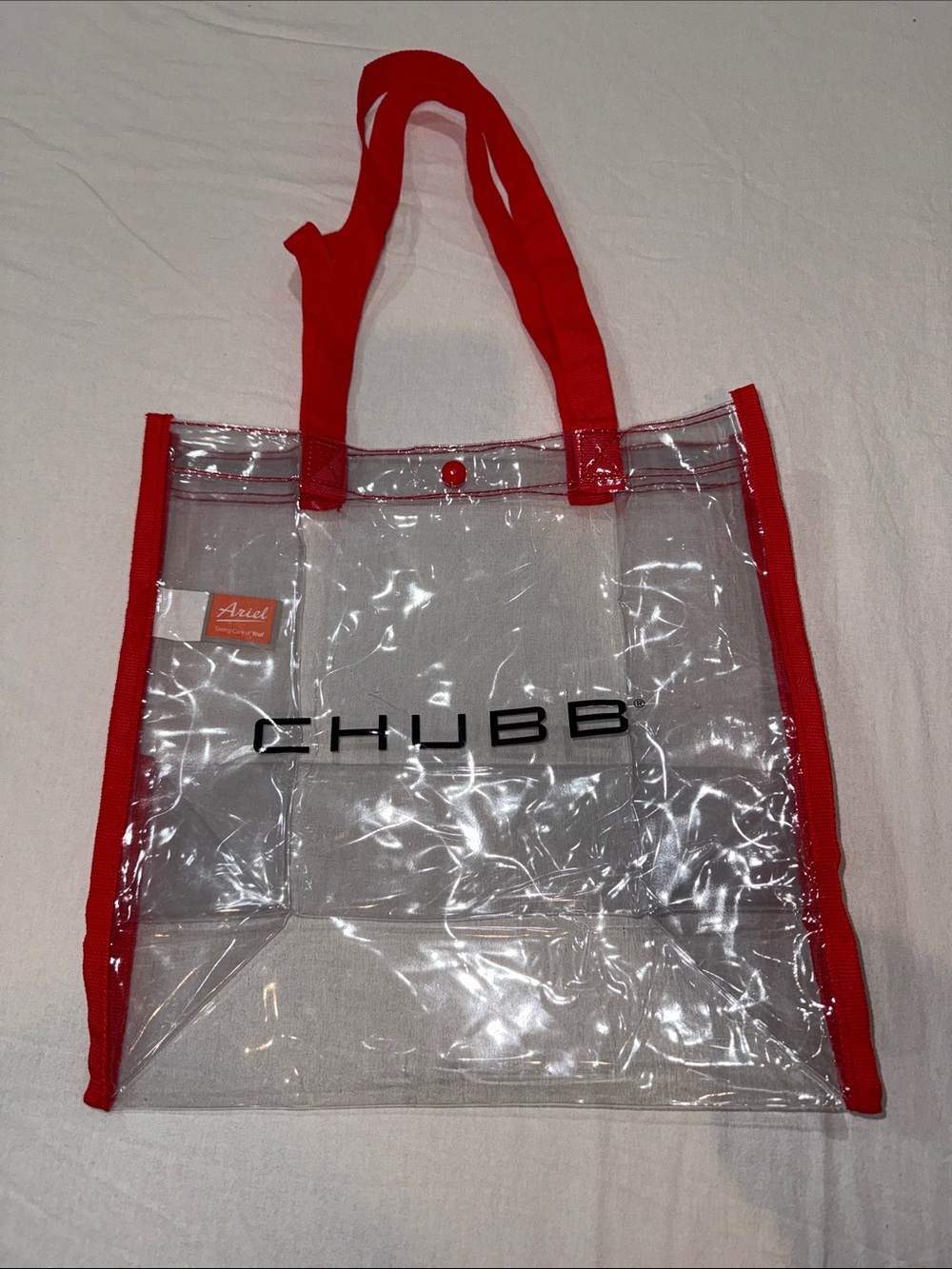 Chubb Clear PVC Tote Bag with Red Trim